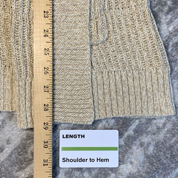 Lucky Brand Open Cardigan Women 1X Beige Knit Raglan Long Sleeve Pockets Q17 - Picture 13 of 16